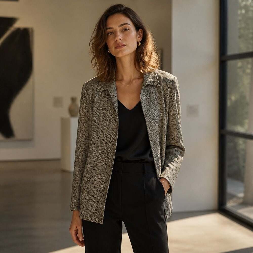 Elana by Tanner Silk Blend Tweed Blazer Jacket Size 18/20